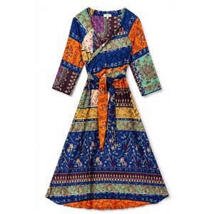 ETRO Bohemian Patchwork Wrap Maxi Dress Women's Size 10